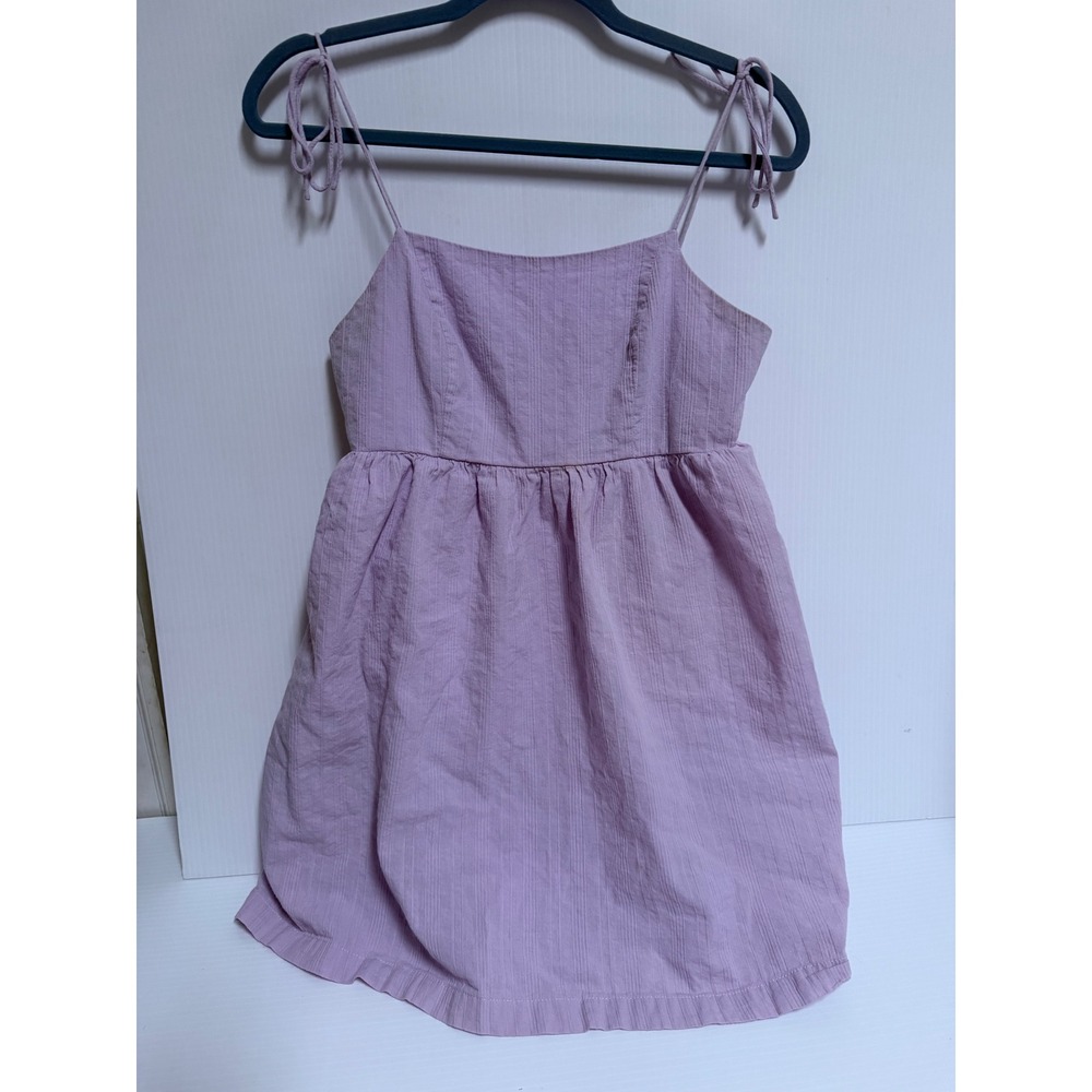 Altar'd State Lilac Purple Tie Shoulder Babydoll Romper Small Seersucker Texture